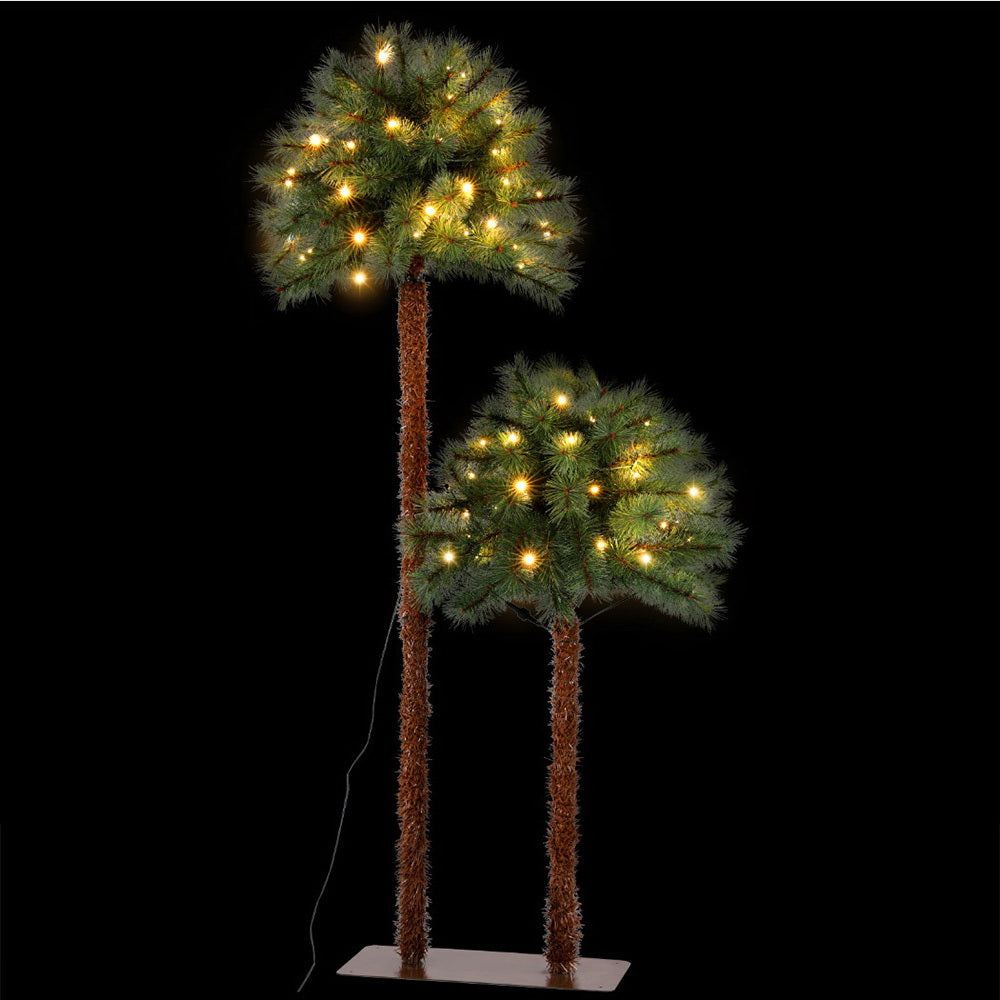 1.5m & 1m LED Palm Artificial Christmas Trees Set, 2-in-1