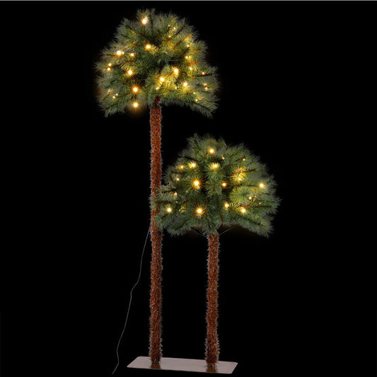 1.5m & 1m LED Palm Artificial Christmas Trees Set, 2-in-1