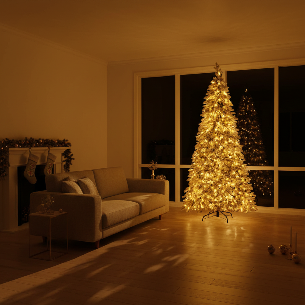 2.1m Flocked Pencil LED Christmas Tree | 860 Tips