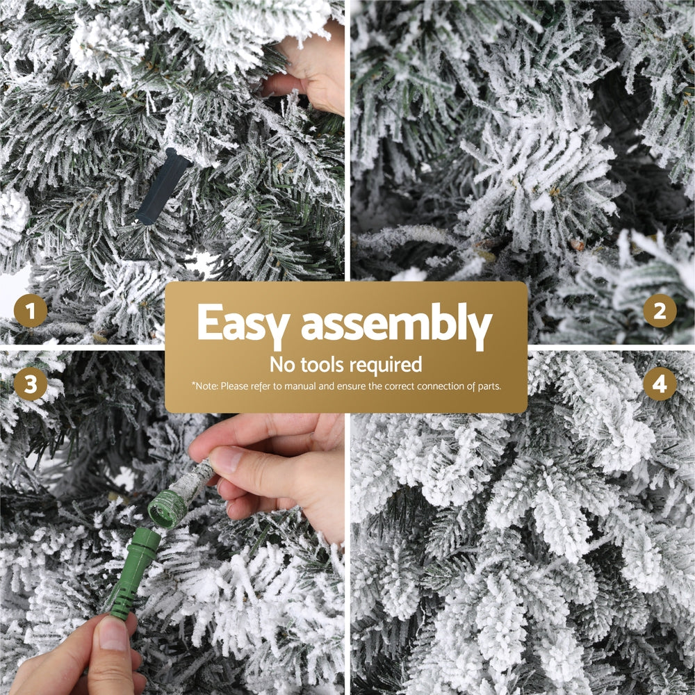 2.1m Flocked Pencil LED Christmas Tree | 860 Tips