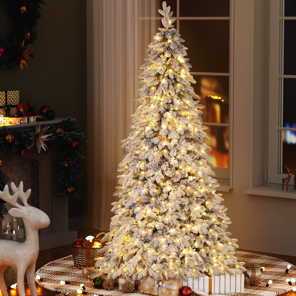 2.1m Flocked Pencil LED Christmas Tree | 860 Tips