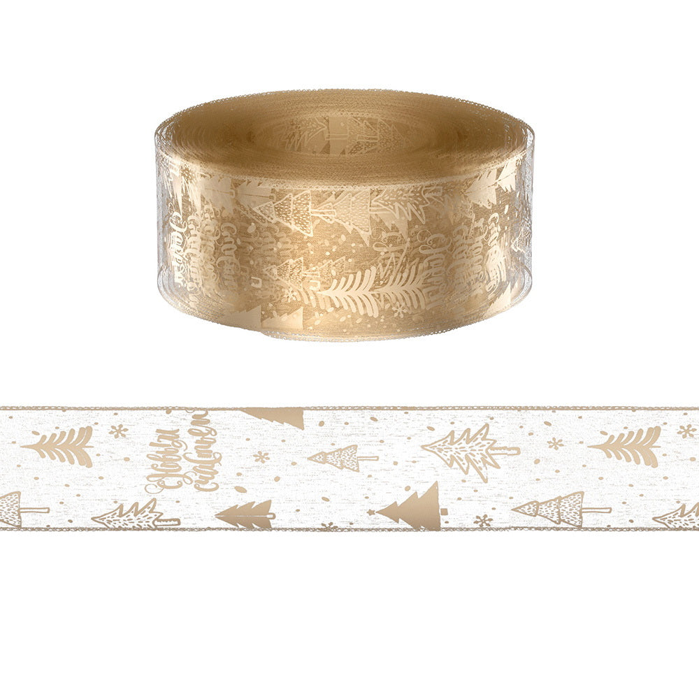 20m Gold Printed Christmas Ribbon Roll for Tree & Gift Decorating