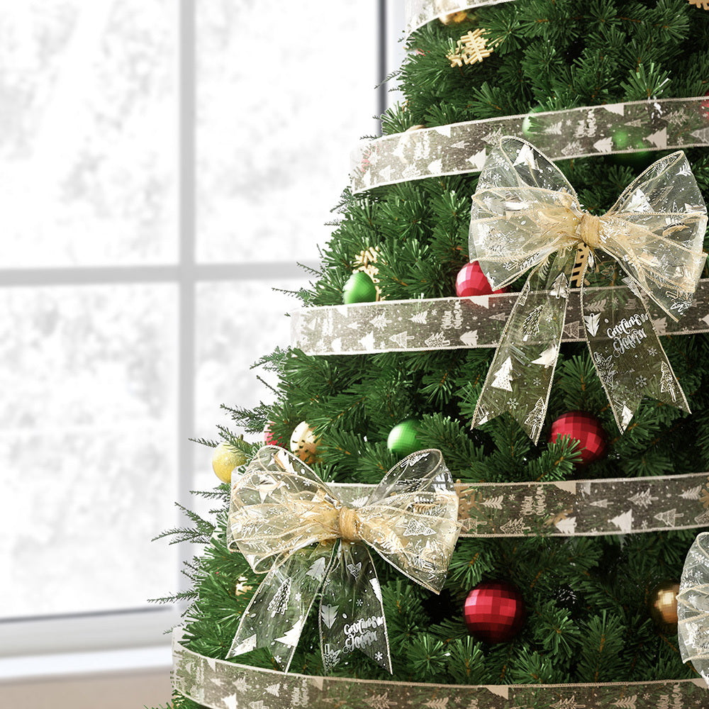 20m Gold Printed Christmas Ribbon Roll for Tree & Gift Decorating