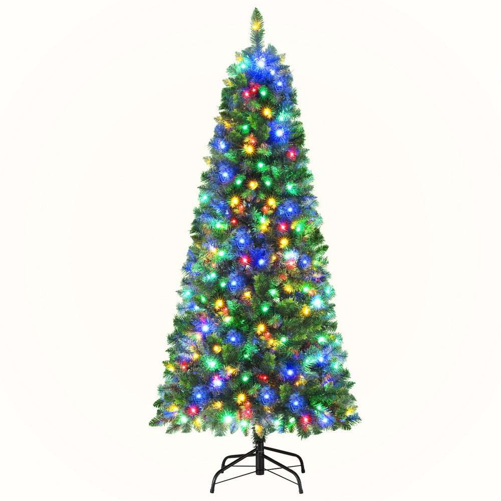180cm Pre-Lit Christmas Tree with 200 LED Lights Multicolour