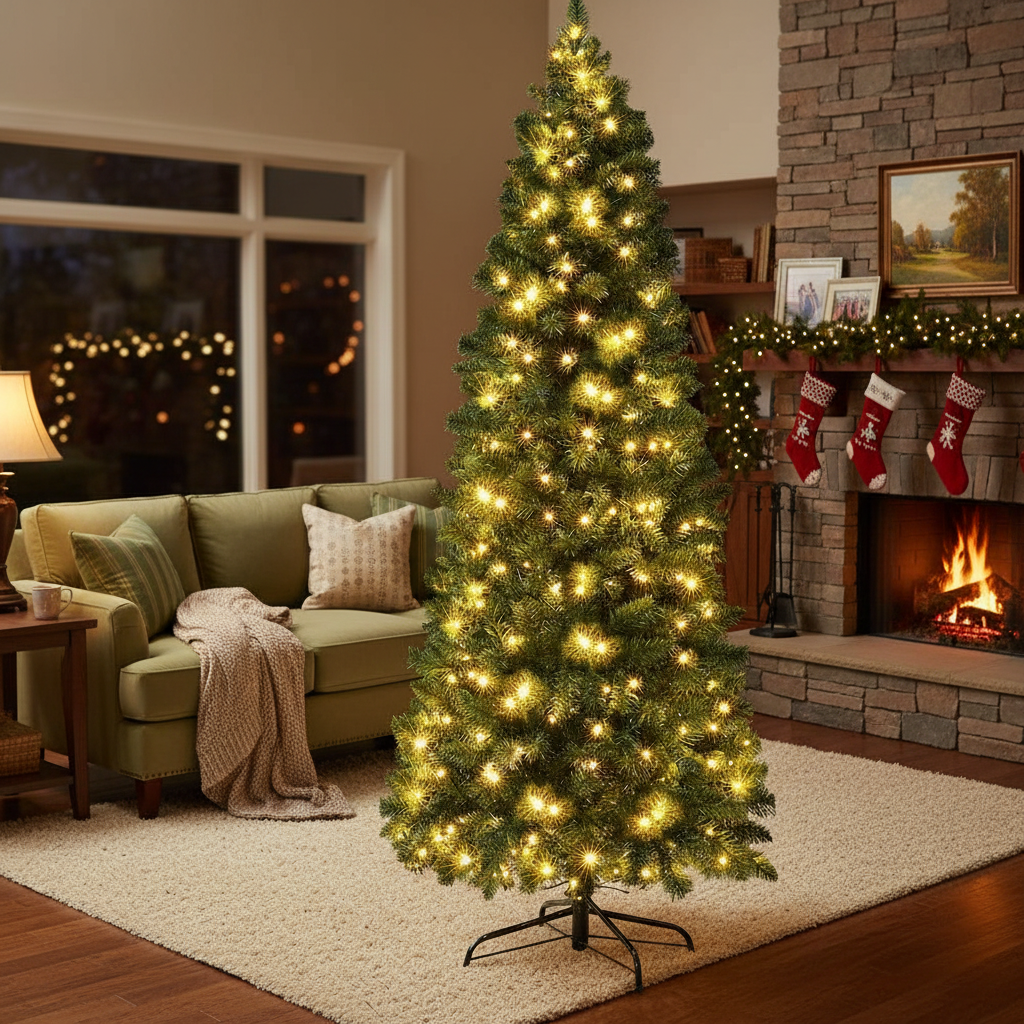 180cm Pre-Lit Christmas Tree with 200 LED Lights Multicolour