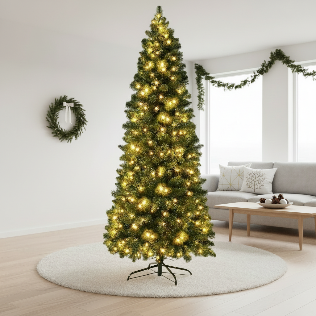180cm Pre-Lit Christmas Tree with 200 LED Lights Multicolour
