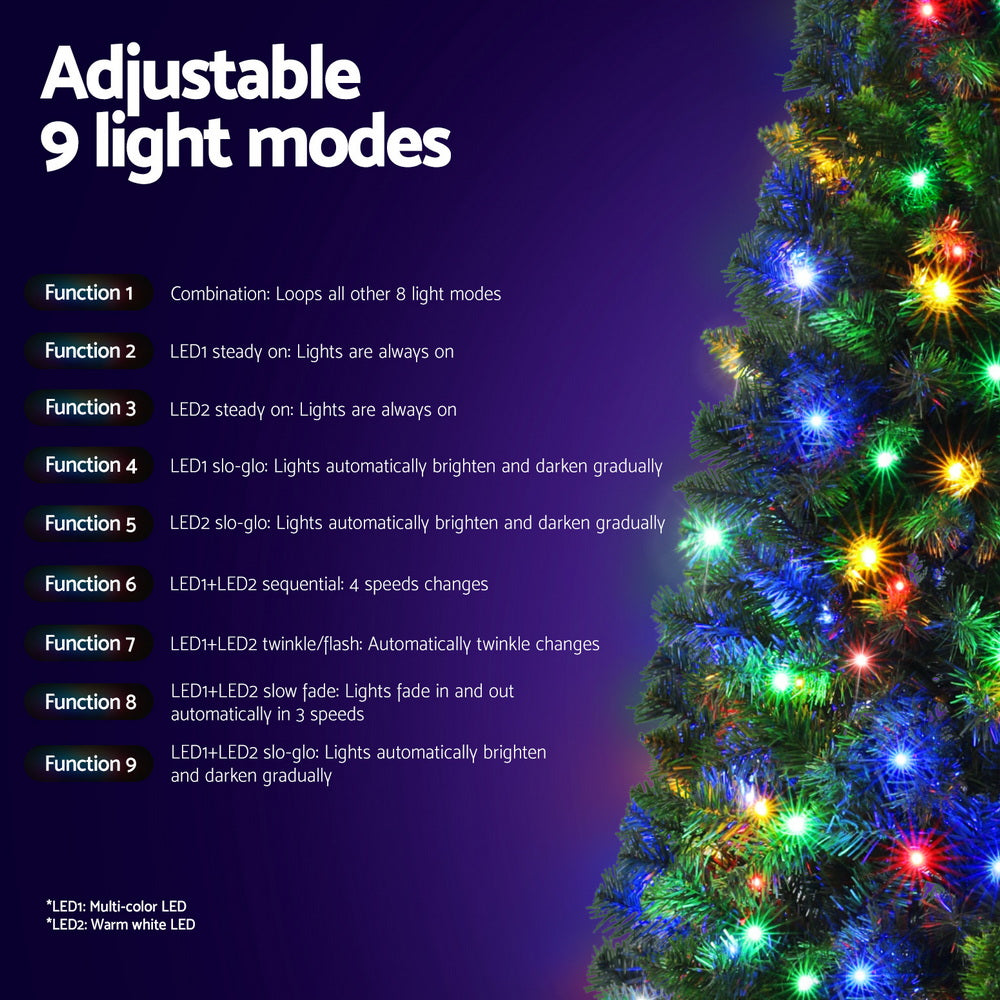 180cm Pre-Lit Christmas Tree with 200 LED Lights Multicolour