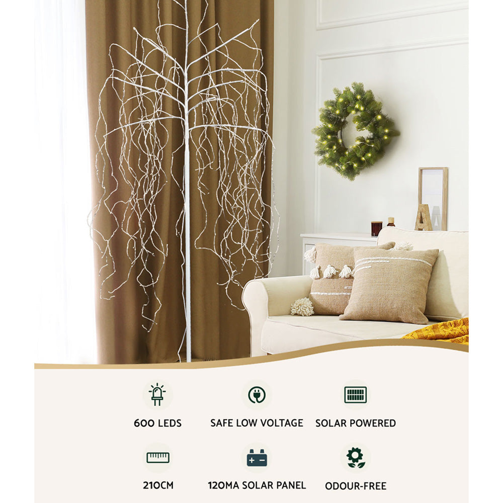 2.1m 600 LED Solar Artificial Christmas Tree for Outdoor Displays