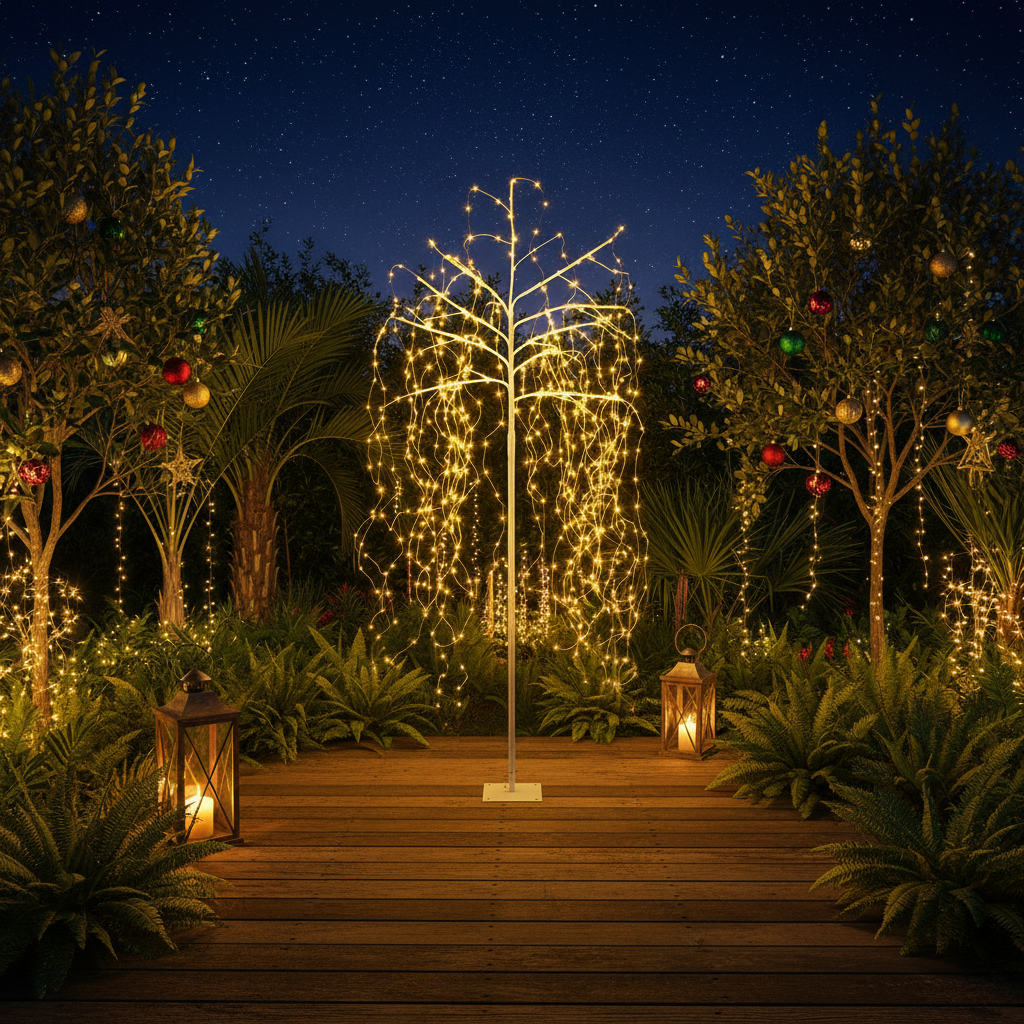 2.1m 600 LED Solar Artificial Christmas Tree for Outdoor Displays