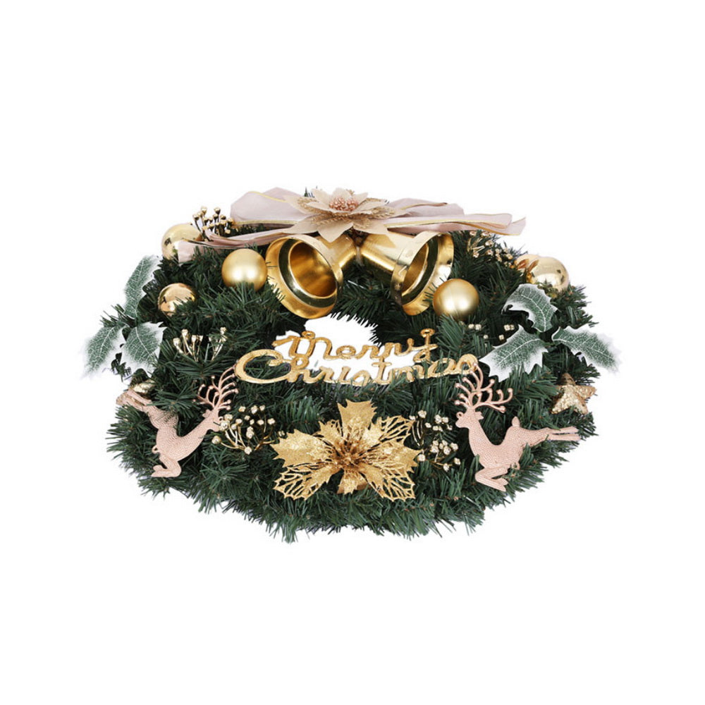 60cm Christmas Wreath with Flowers & Baubles for Door & Wall Décor