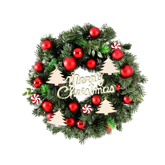 40cm Christmas Wreath with Baubles & Ornaments for Door & Wall Décor