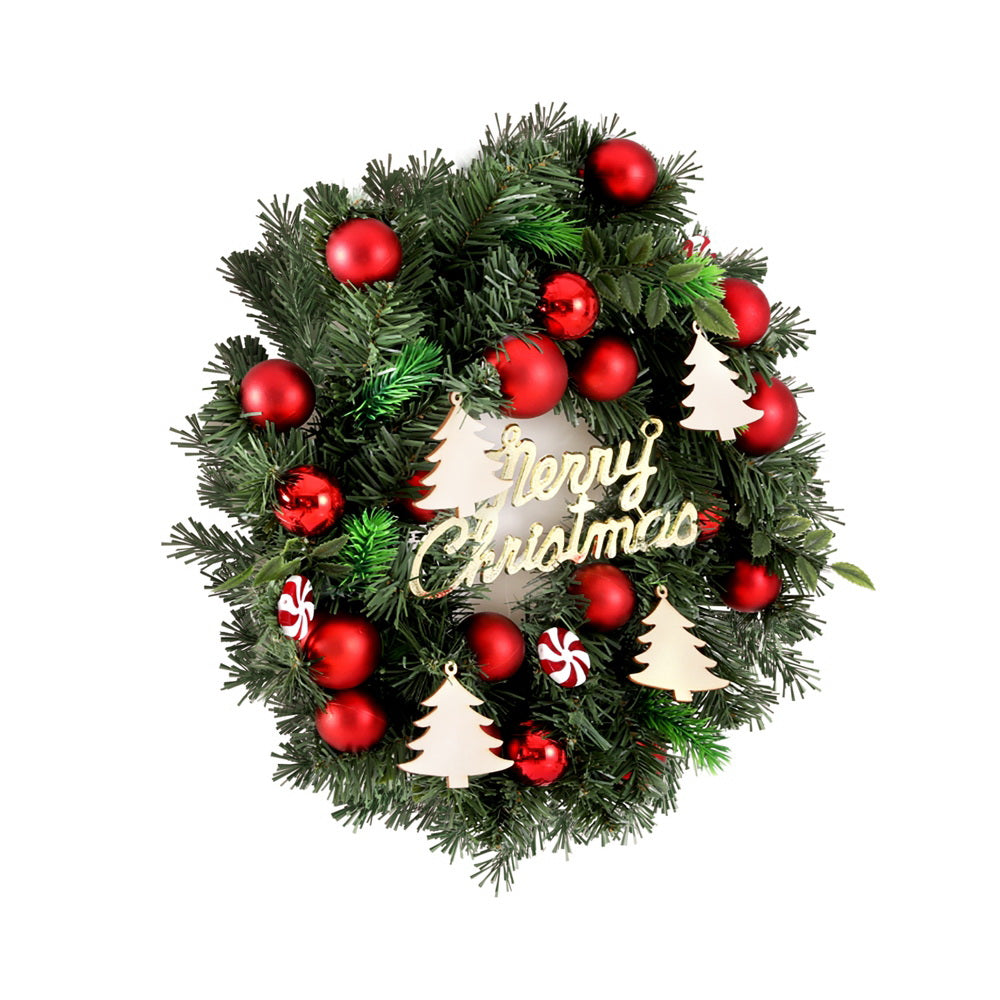 40cm Christmas Wreath with Baubles & Ornaments for Door & Wall Décor