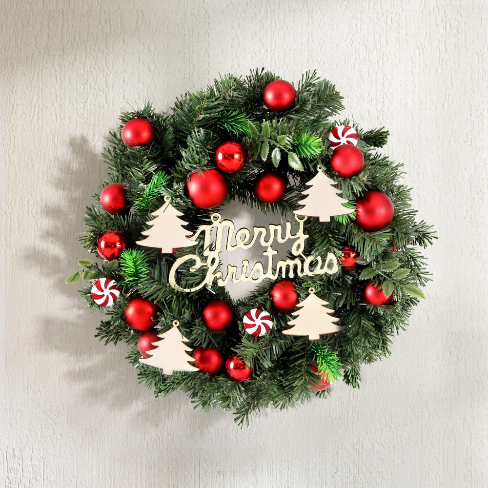 40cm Christmas Wreath with Baubles & Ornaments for Door & Wall Décor