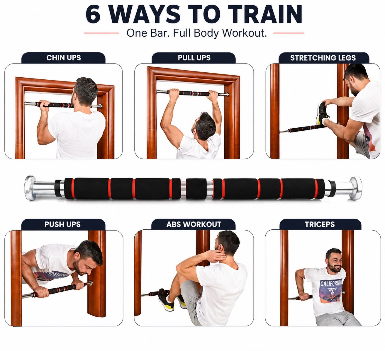 Doorway Pull-Up and Chin-Up Bar (Adjustable 62 – 100cm)