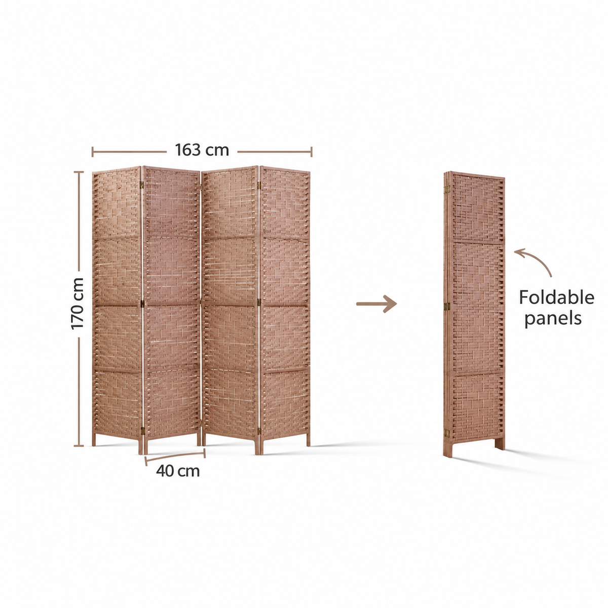 Timber Room Divider - 4/6/8 Panels (Woven)