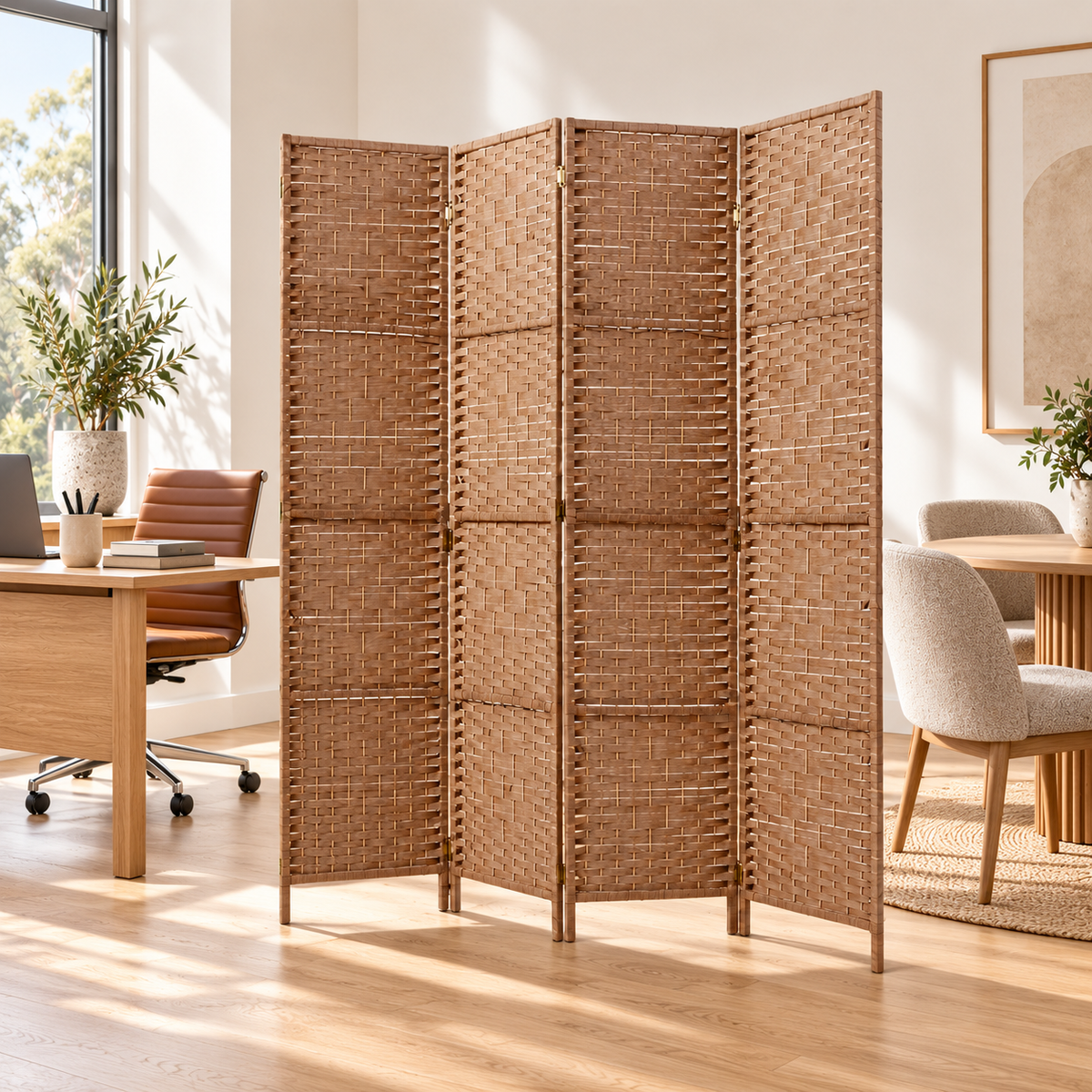 Timber Room Divider - 4/6/8 Panels (Woven)
