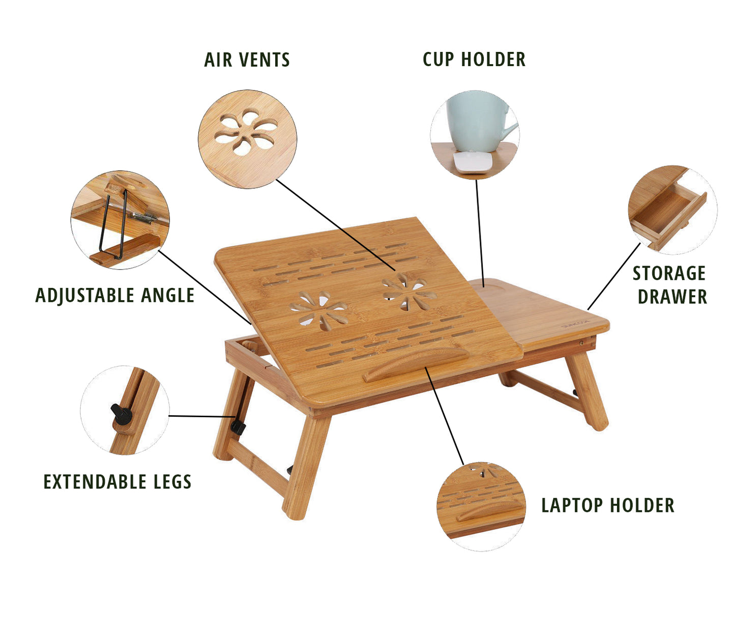 Bamboo Laptop Table - Home Insight