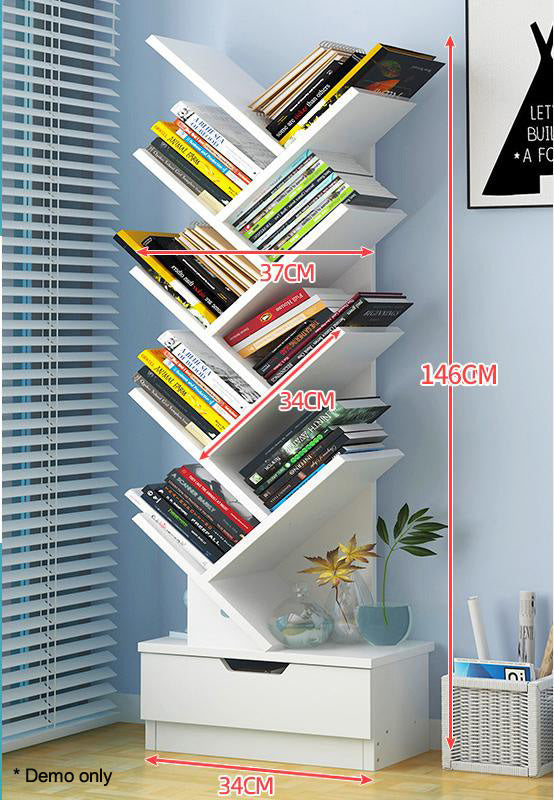 9 Tier Wooden Tree Bookshelf