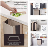Foldable Wall Trash Bin Hanging Waste Bin Under Kitchen Sink with Top Ring to Fix Garbage Bag (Gray)