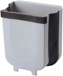 Hanging Trash Can Collapsible Small Garbage Waste Bin for Kitchen Cabinet Door (Grey)